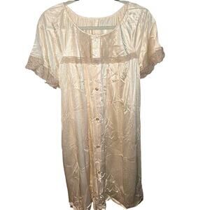 NEW Vintage Val Mode Nightgown Womens Ivory Night Dress Size Large (506)
